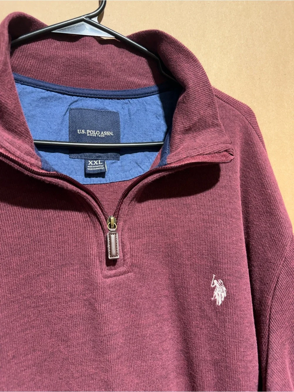 U.S. Polo Assn. Men's Wine Zip-Up Sweater
